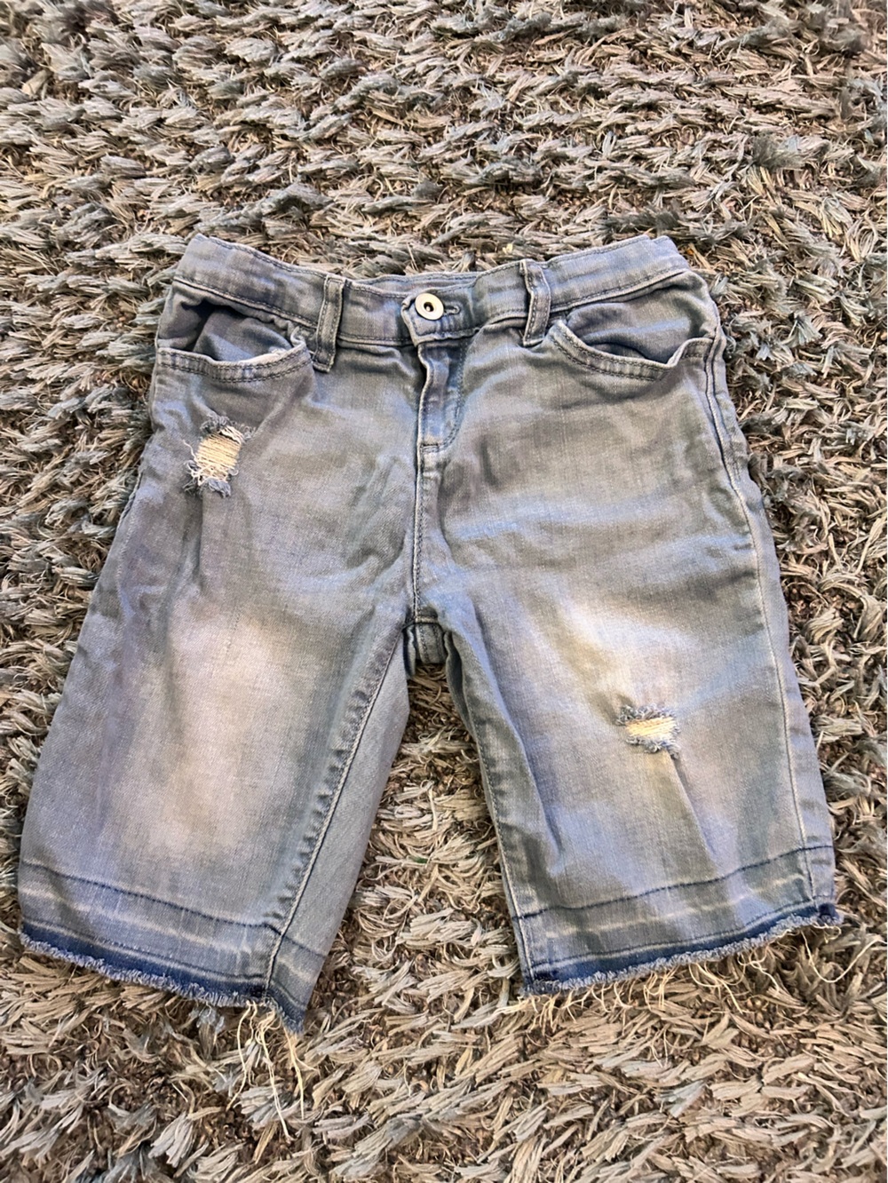 Girls Light Blue Distressed Denim Shorts